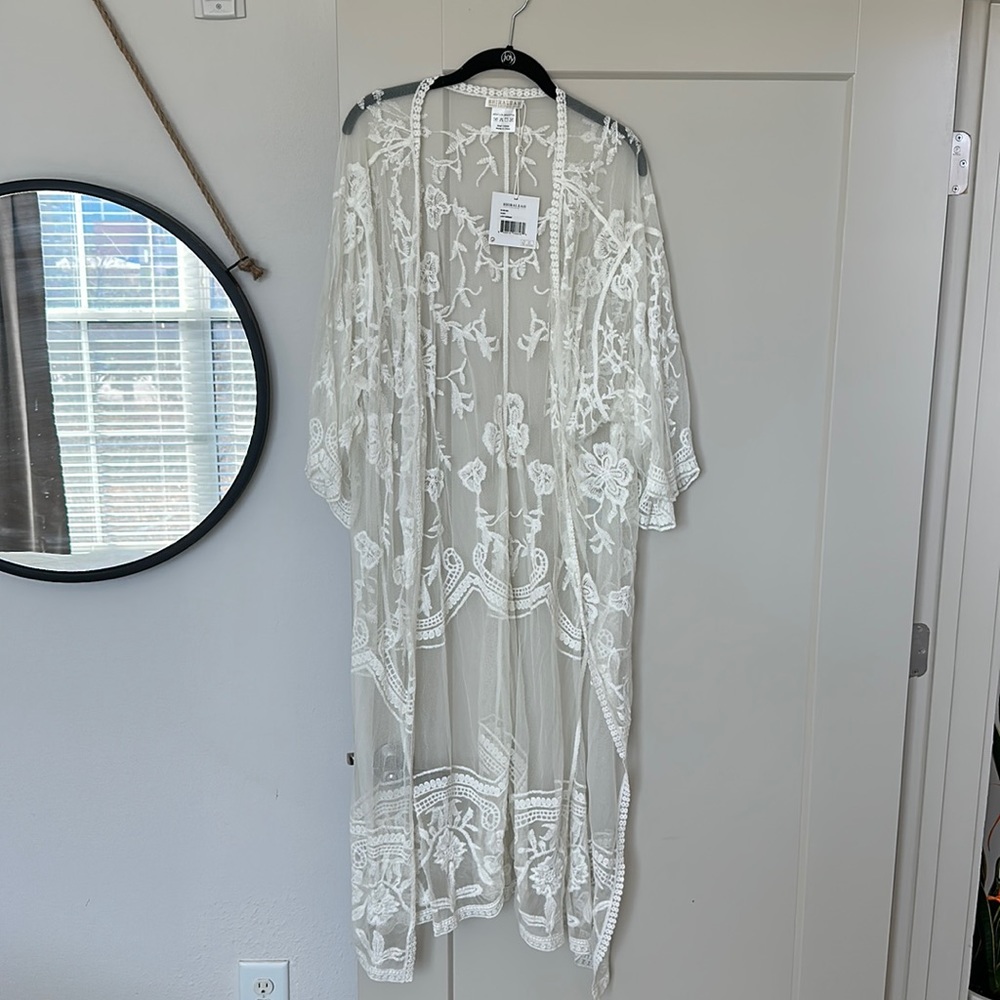 Ivory lace robe